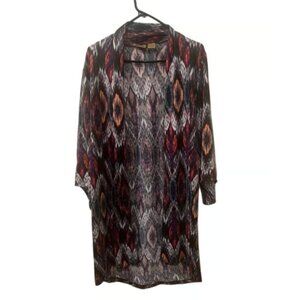 Wrangler Womens Open-Front 3/4 Sleeve Printed Cardigan Jacket Lightweight med